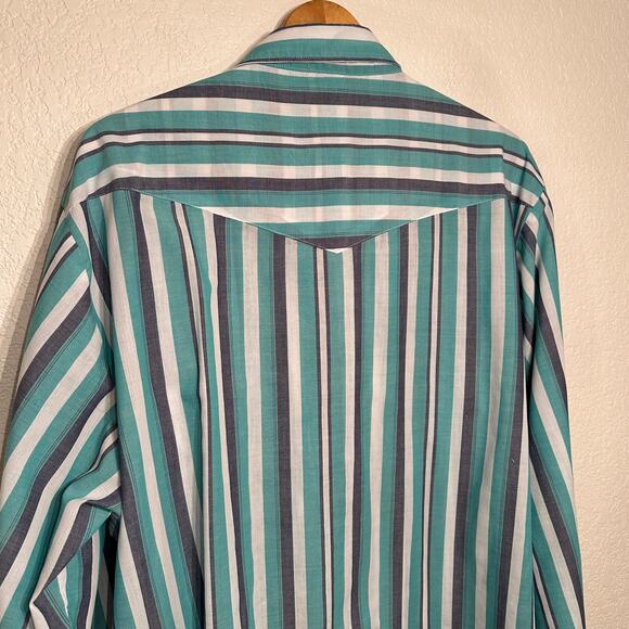 Vintage Wrangler Western Shirts Men's Pearl Snap Long Sleeve‎ Shirt 2XL - Picture 7 of 11